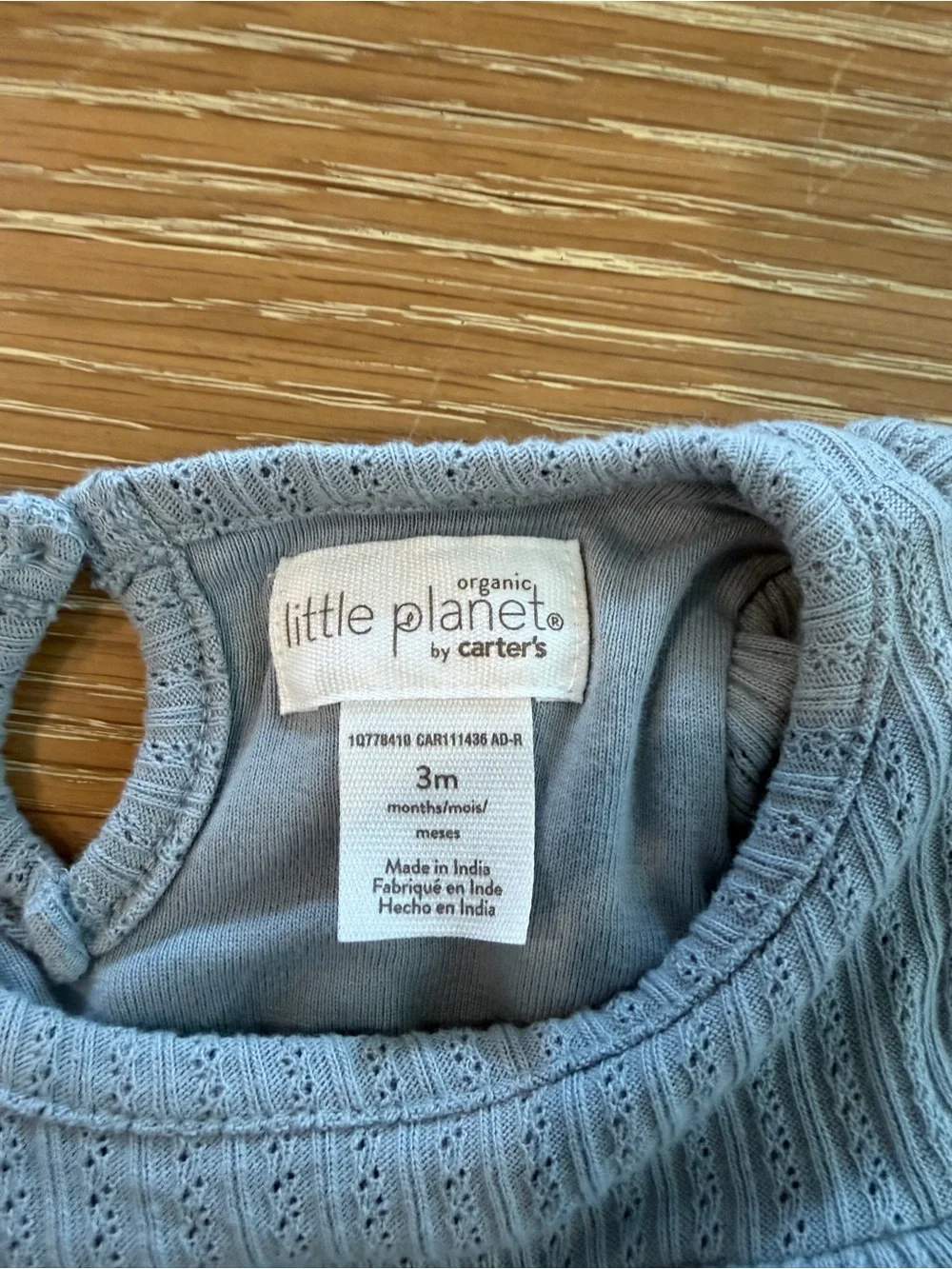 Carter's Light Blue Ribbed Flutter-Sleeve Bodysuit Dress